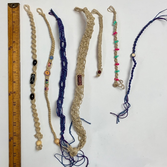 🐳 Bundle of Vintage 90s Hemp Macrame Jewelry - Picture 1 of 4
